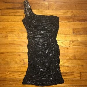 New Shimmery little black dress with Ruched side